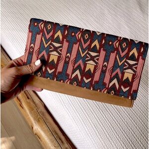 NWOT Suede Aztec Clutch